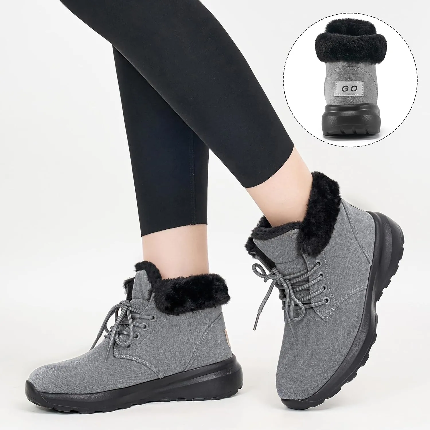 FUDYNMALC Womens Winter Snow Boots: Comfortable Warm Fur Lined Ankle Booties Lightweight Non Slip Walking Shoes Outdoor