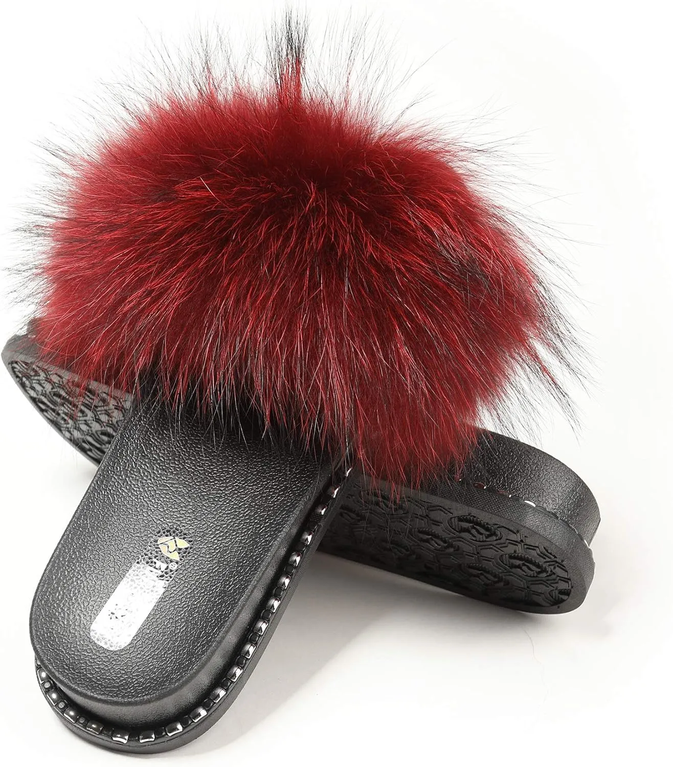 Fur Slippers Furry Fuzzy Slides Platform Sandals Open Toe Fluffy Slides Feather Sandals Fur Slip On Shoes for Women