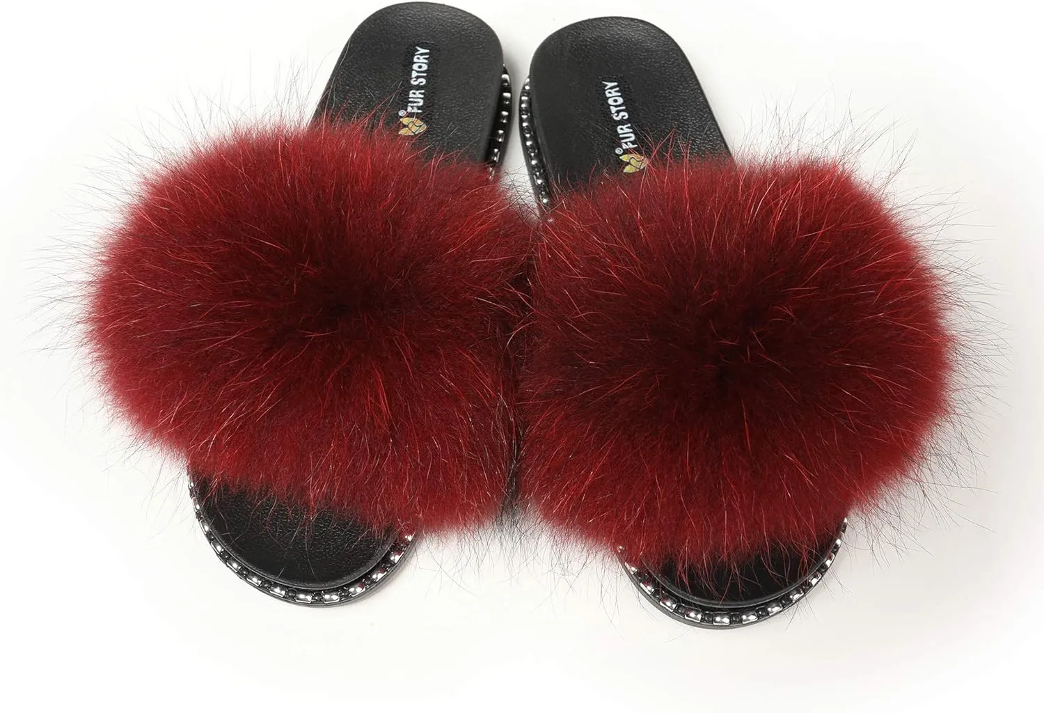 Fur Slippers Furry Fuzzy Slides Platform Sandals Open Toe Fluffy Slides Feather Sandals Fur Slip On Shoes for Women