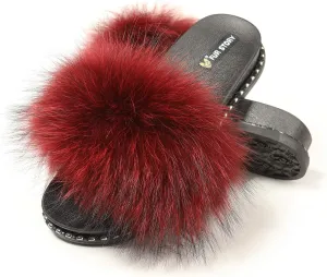 Fur Slippers Furry Fuzzy Slides Platform Sandals Open Toe Fluffy Slides Feather Sandals Fur Slip On Shoes for Women
