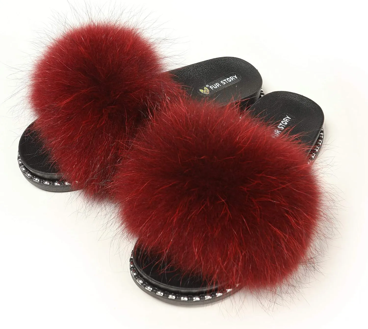 Fur Slippers Furry Fuzzy Slides Platform Sandals Open Toe Fluffy Slides Feather Sandals Fur Slip On Shoes for Women