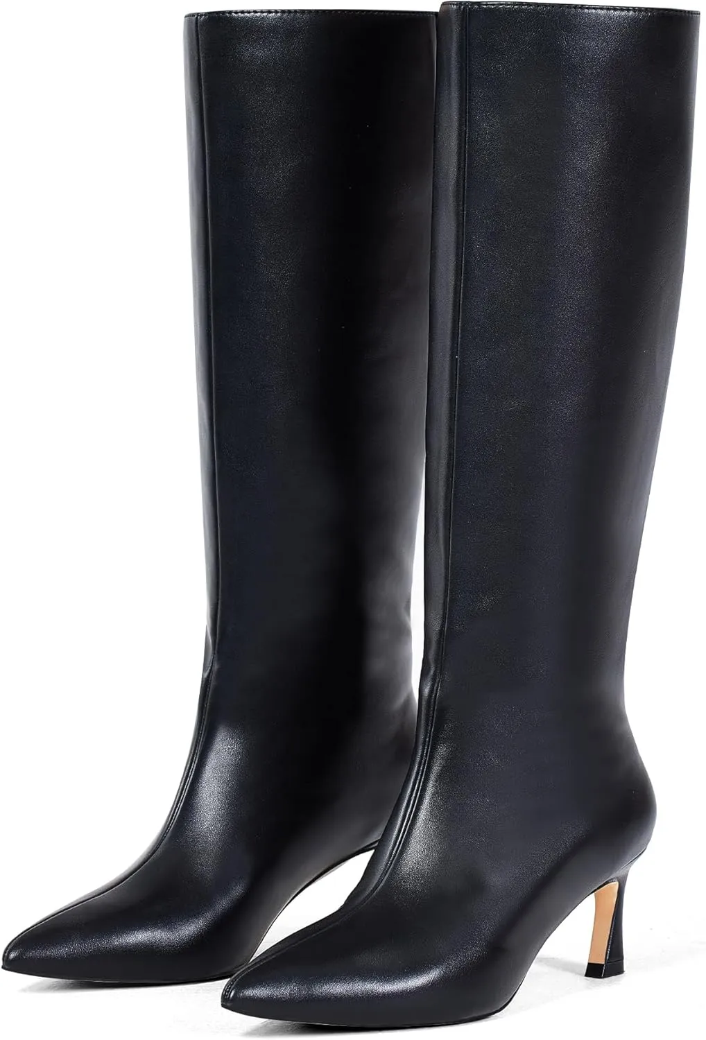 GENSHUO Knee High Boots Women Low Kitten Heel Long Tall Boots with Pointed Toe Winter Fall Sexy Fashion Comfortable Dress Shoes