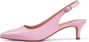GENSHUO Low Kitten Heels Women's Slingback Dressy Pumps Pointed Closed Toe Ankle Strap Elegant Wedding Pumps Formal Comfortable Shoes