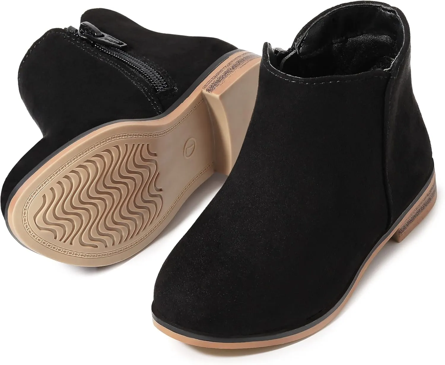 Girls Ankle Boots for Kids - Side Zipper Booties, Fashion Short Suede Low Heels