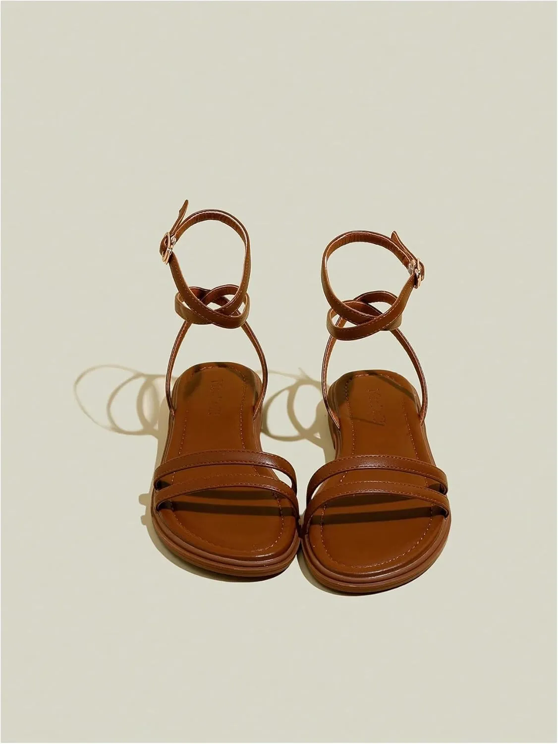 GORGLITTER Women's Criss Cross Strappy Sandals Square Open Toe Heeled Sandals Ankle Strap Shoes