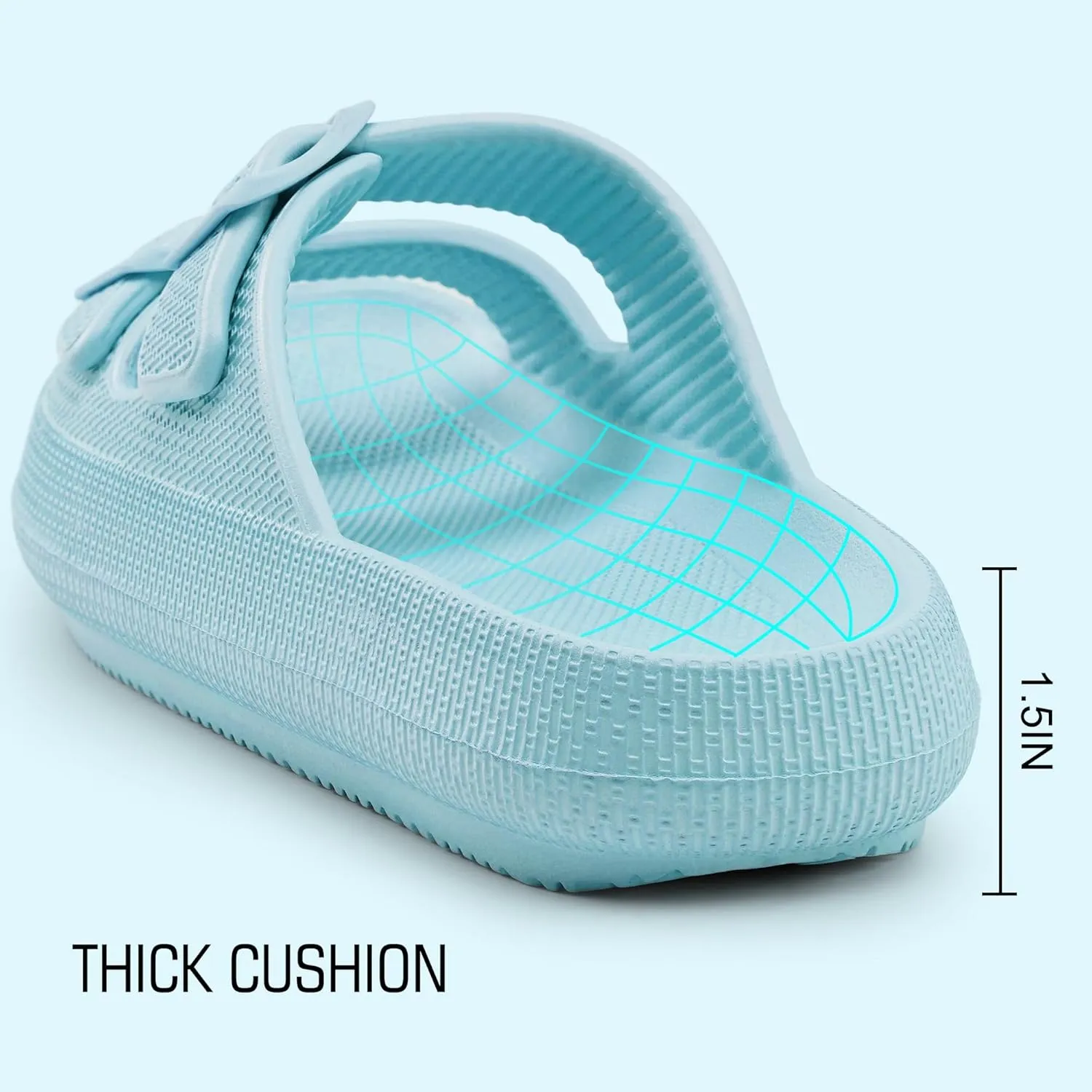 Harvest Land Sandals for Women Double Buckle Adjustable Slides EVA Thick Sole Slippers