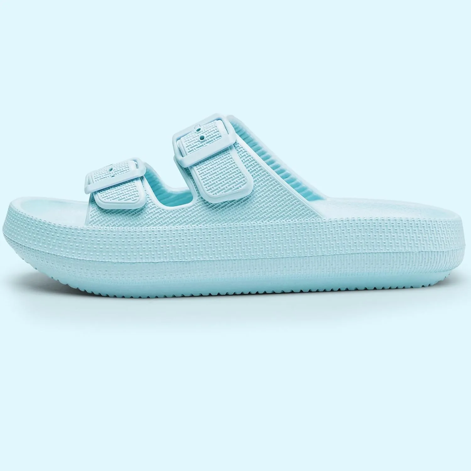 Harvest Land Sandals for Women Double Buckle Adjustable Slides EVA Thick Sole Slippers