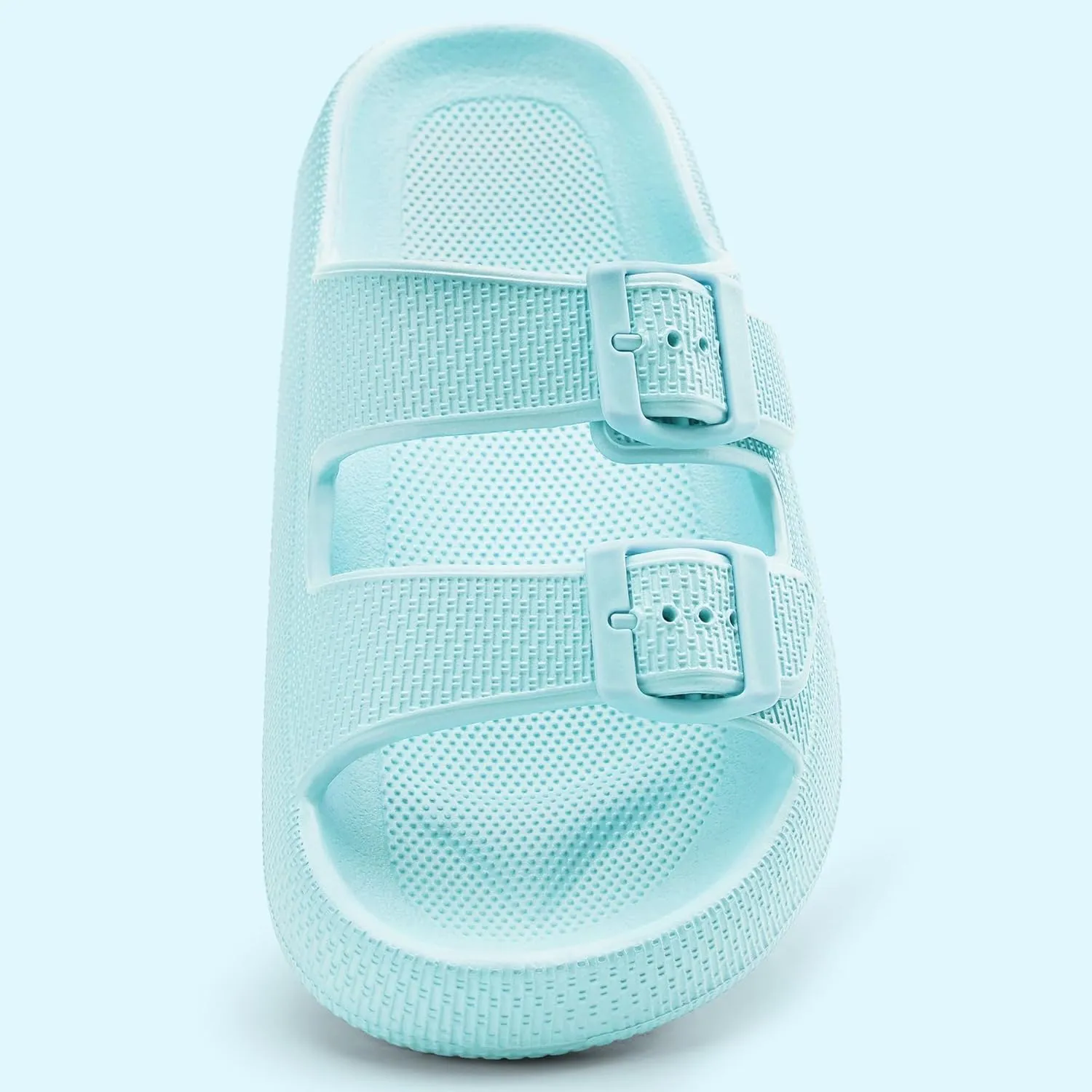 Harvest Land Sandals for Women Double Buckle Adjustable Slides EVA Thick Sole Slippers