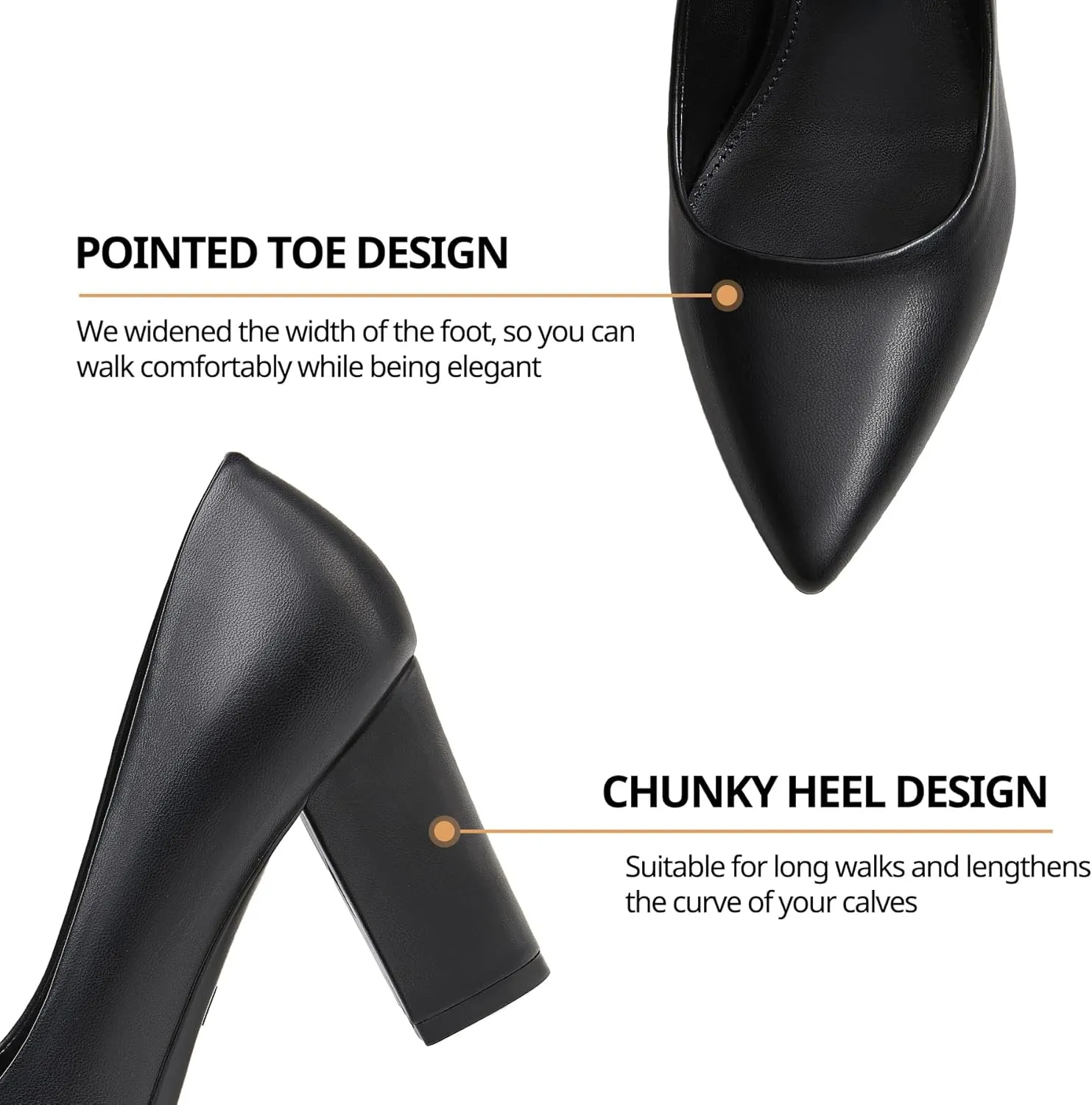 Heel The World Women's High Chunky Block Closed Toe Heels,Slip On Pointed Toe Work Dress Office Wedding Party Pumps Shoes