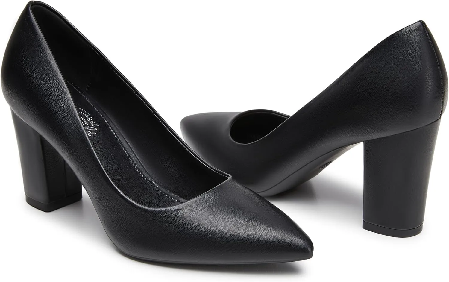 Heel The World Women's High Chunky Block Closed Toe Heels,Slip On Pointed Toe Work Dress Office Wedding Party Pumps Shoes