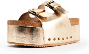heelchic Platform Sandals Women, Chunky Platform Wedges with Arch Support, Big Buckle Casual Open Toe Slide Sandals