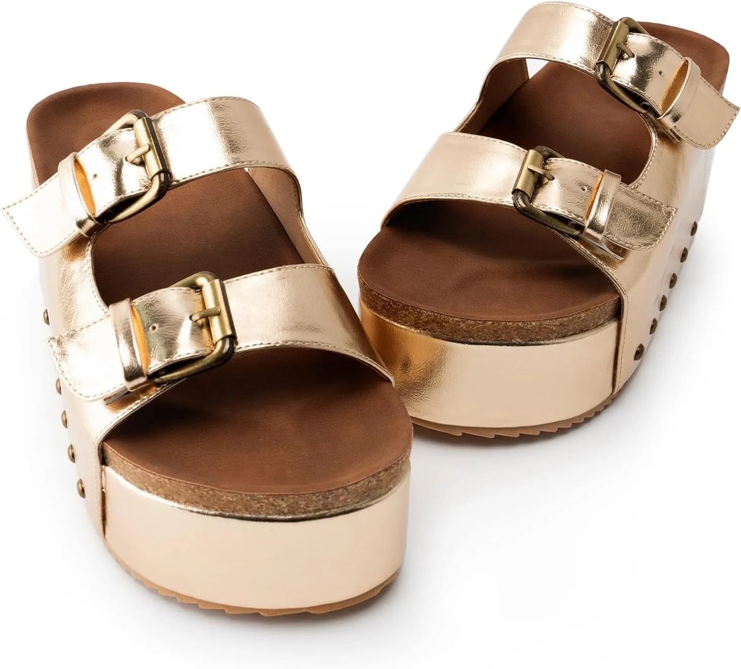 heelchic Platform Sandals Women, Chunky Platform Wedges with Arch Support, Big Buckle Casual Open Toe Slide Sandals