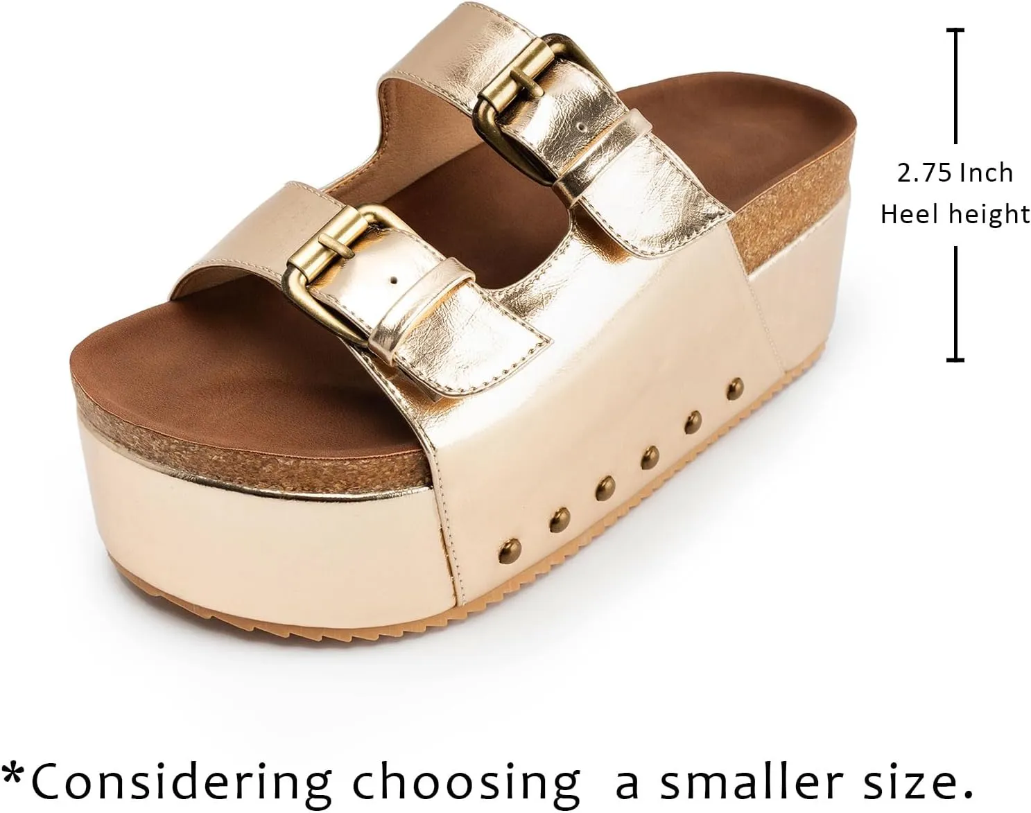 heelchic Platform Sandals Women, Chunky Platform Wedges with Arch Support, Big Buckle Casual Open Toe Slide Sandals