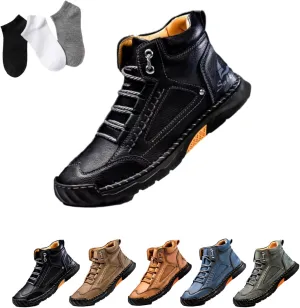 Hillde Mens Shoes, Salkin Men's Casual Leather Handmade Non-Slip Arch Support Loafers