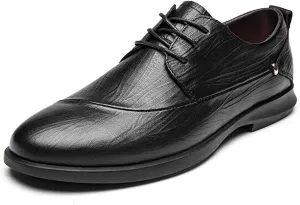 HOOENG Formal Shoes Dress Oxford for Men Lace Up Round Toe Derby Shoes Cowhide Non Slip Block Heel Slip Resistant Business (Color : Black, Size : 10.5)