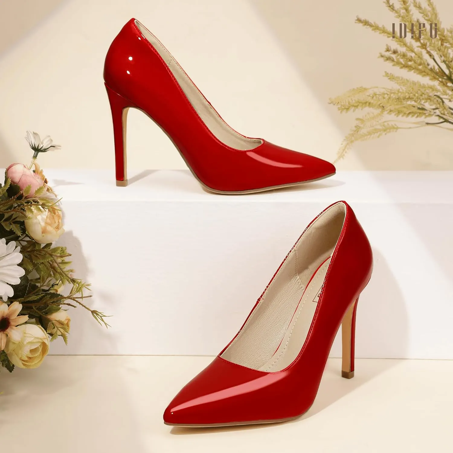 IDIFU IN4 Women's Pumps High Heels Closed Toe Stiletto Pointed Toe Dress Shoes Wedding Prom Bridal Daily Work Office Business Trendy Fashion Sexy Comfortable Pumps Dressy Shoes