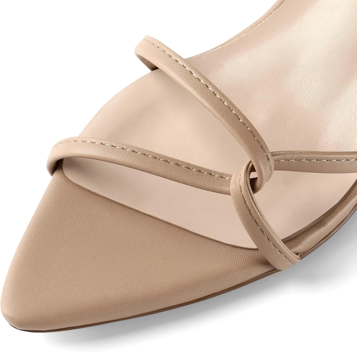 iiimmu Women's Sexy Low Heel Ankle Strappy Sandals Kitten Heels Pointed Toe Faux Leather Dress Daily Wear Parties Office