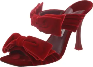 Jimmy Choo Womens Flaca Velvet Bow Slide Sandals