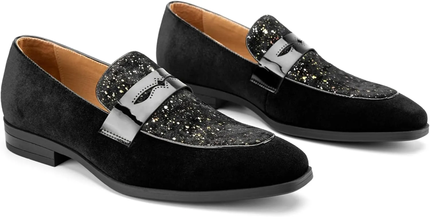 JITAI Mens Velvet Loafers Dress Shoes Loafers for Men Tuxedo Suit Shoes