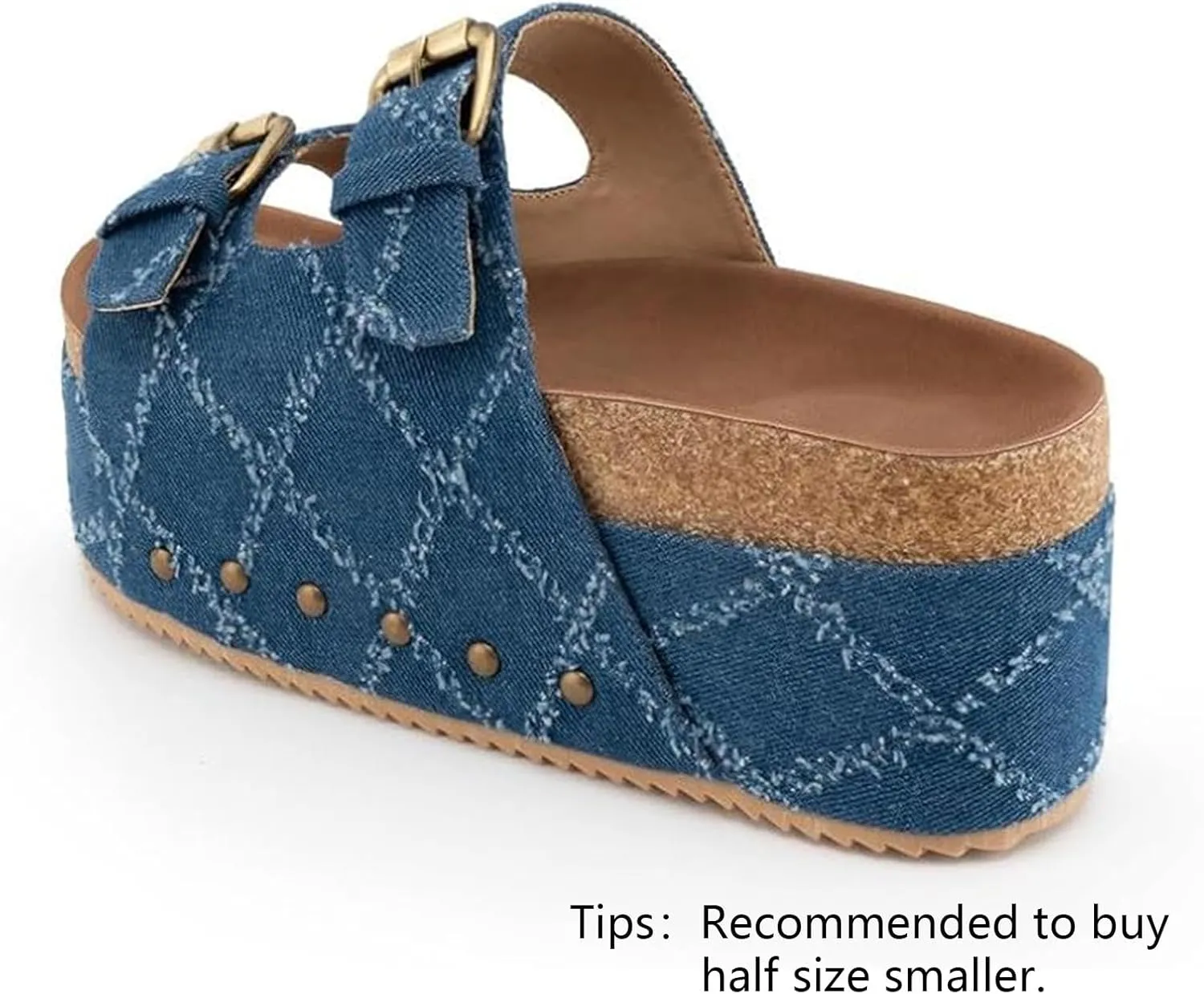 JORISTIMO Women's Cork Flatform Sandals Dual Buckled Band Suede Clogs Platform Slip On Sandals