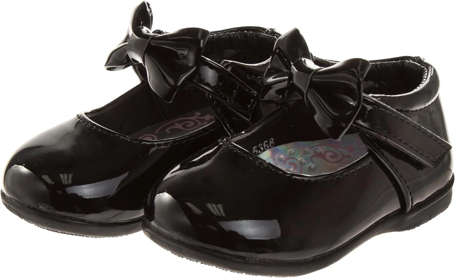 Josmo Baby-Girl's Walking Kids Mary Jane Flats-Formal Dress Shoes Newborn Infant Walker Moccasins Crib Bow Knot First Step Patent Slip-On Christening