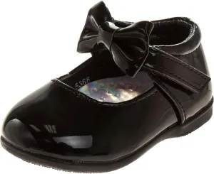 Josmo Girl's Baby Walking Kids Mary Jane Flats-Formal Dress Shoes Newborn Infant Walker Moccasins Crib Bow Knot First Step Patent Slip-On Christening