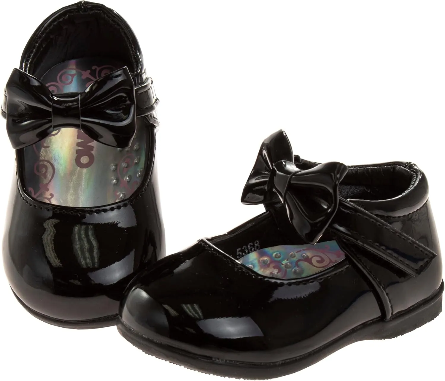 Josmo Girl's Baby Walking Kids Mary Jane Flats-Formal Dress Shoes Newborn Infant Walker Moccasins Crib Bow Knot First Step Patent Slip-On Christening