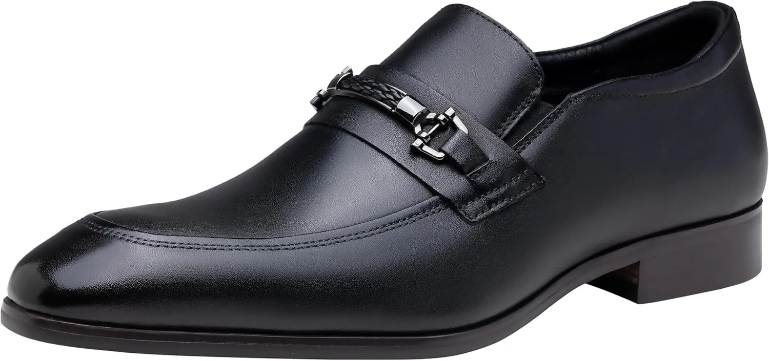 Jouesn Men's Dress Shoes Premium Leather Penny Loafers for Men Slip-On Formal Dress Loafers for Men