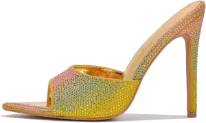 Kameron Open Pointed Toe Rhinestone Encrusted High Heels (Kameron)