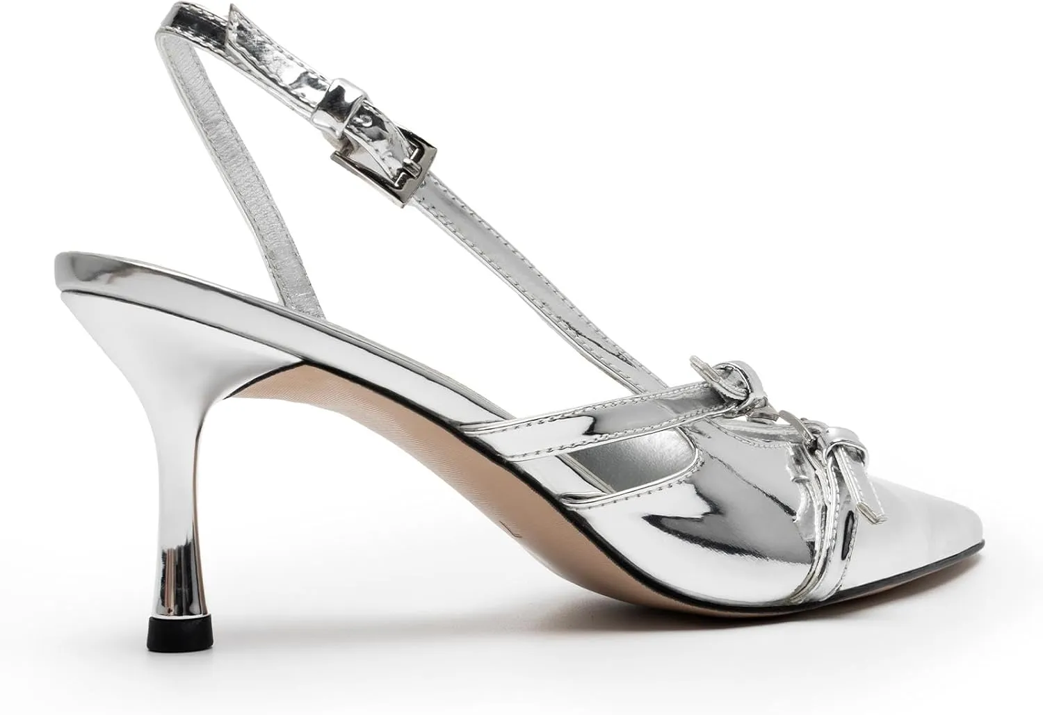 KaroNairy Kitten Heels for Women Pointed Toe Slingback Heels Closed Toe Wedding Dress Pumps with Buckles