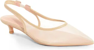 Kitten Heel Pump Shoes Mesh Heels for Women Pointed Toe Slingback Heels