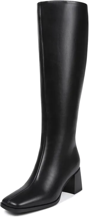 Knee High Boots for Women 70s Boots with Chunky Heel, Square Toe Tall Boots Side Zipper Block Heel Dress Boots