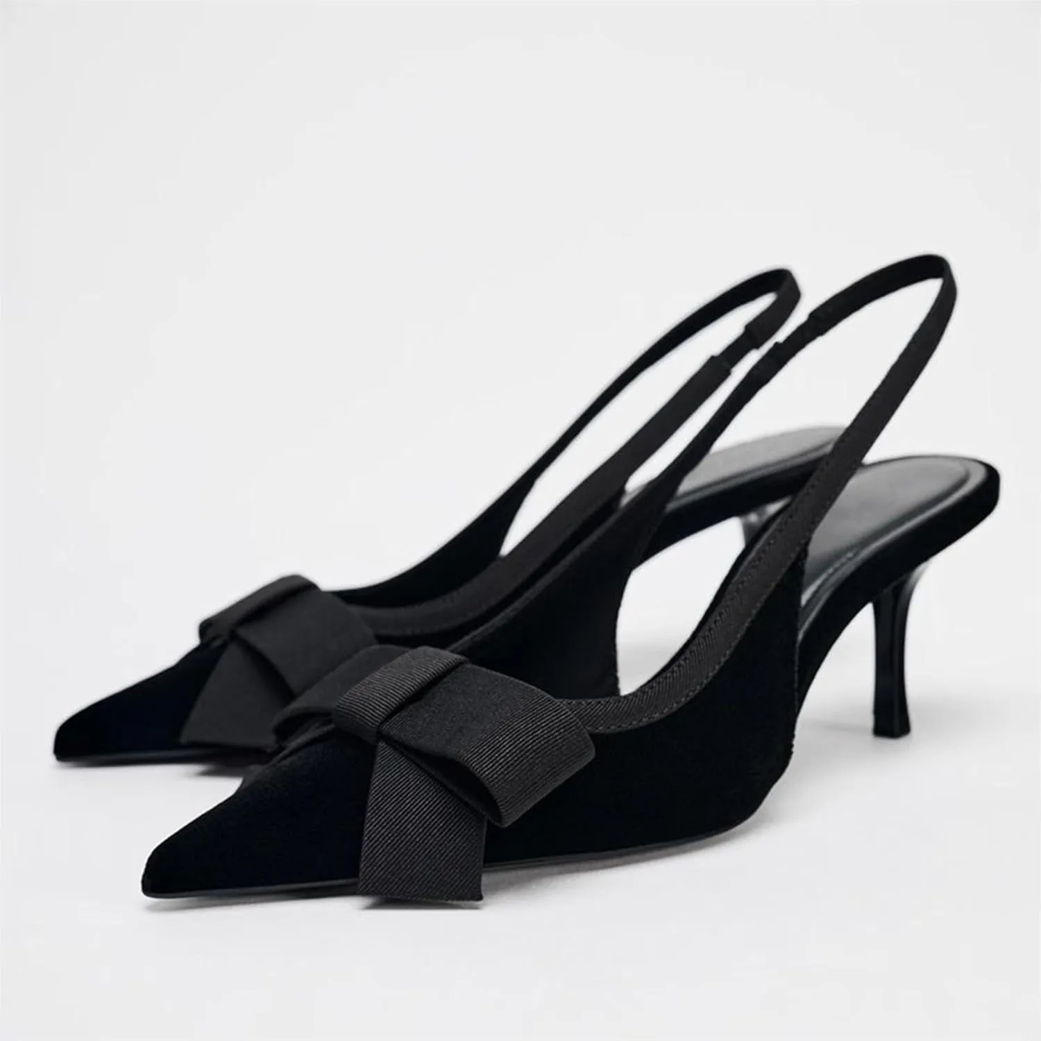 KOKOMOMO Womens Pointed Toe Slingback Heels Patent Leather Pumps Bow Heels