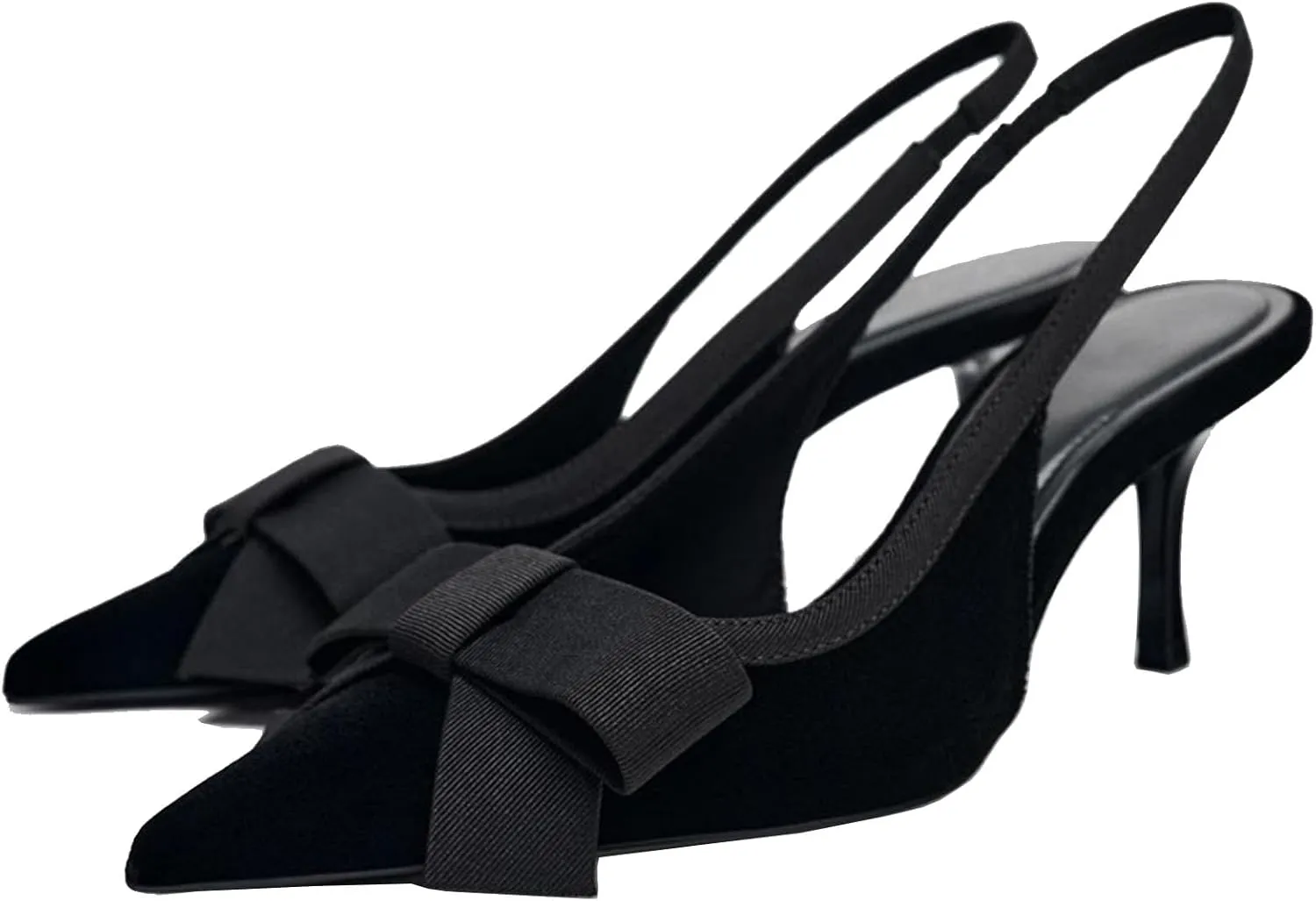 KOKOMOMO Womens Pointed Toe Slingback Heels Patent Leather Pumps Bow Heels