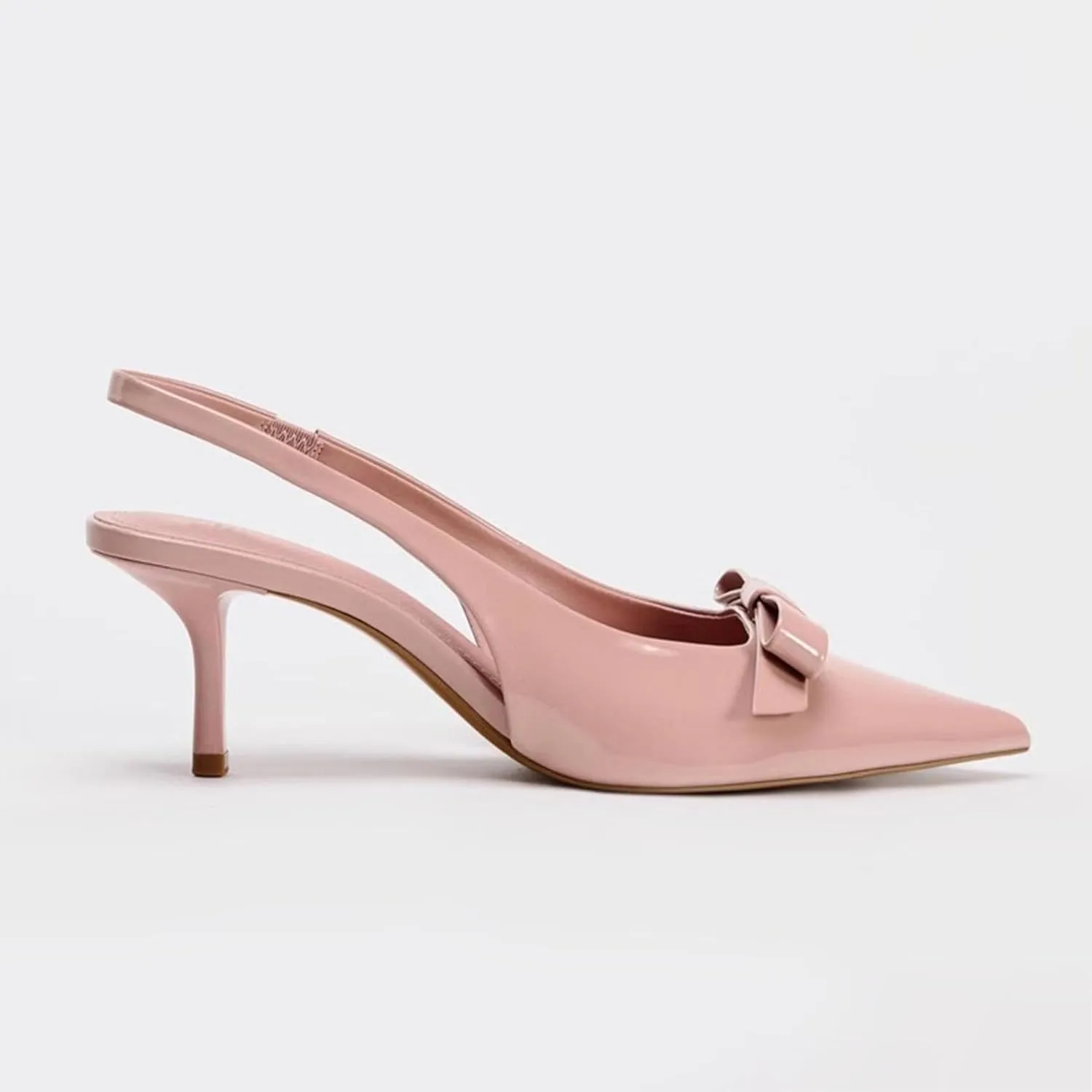 KOKOMOMO Womens Pointed Toe Slingback Heels Patent Leather Pumps Bow Heels