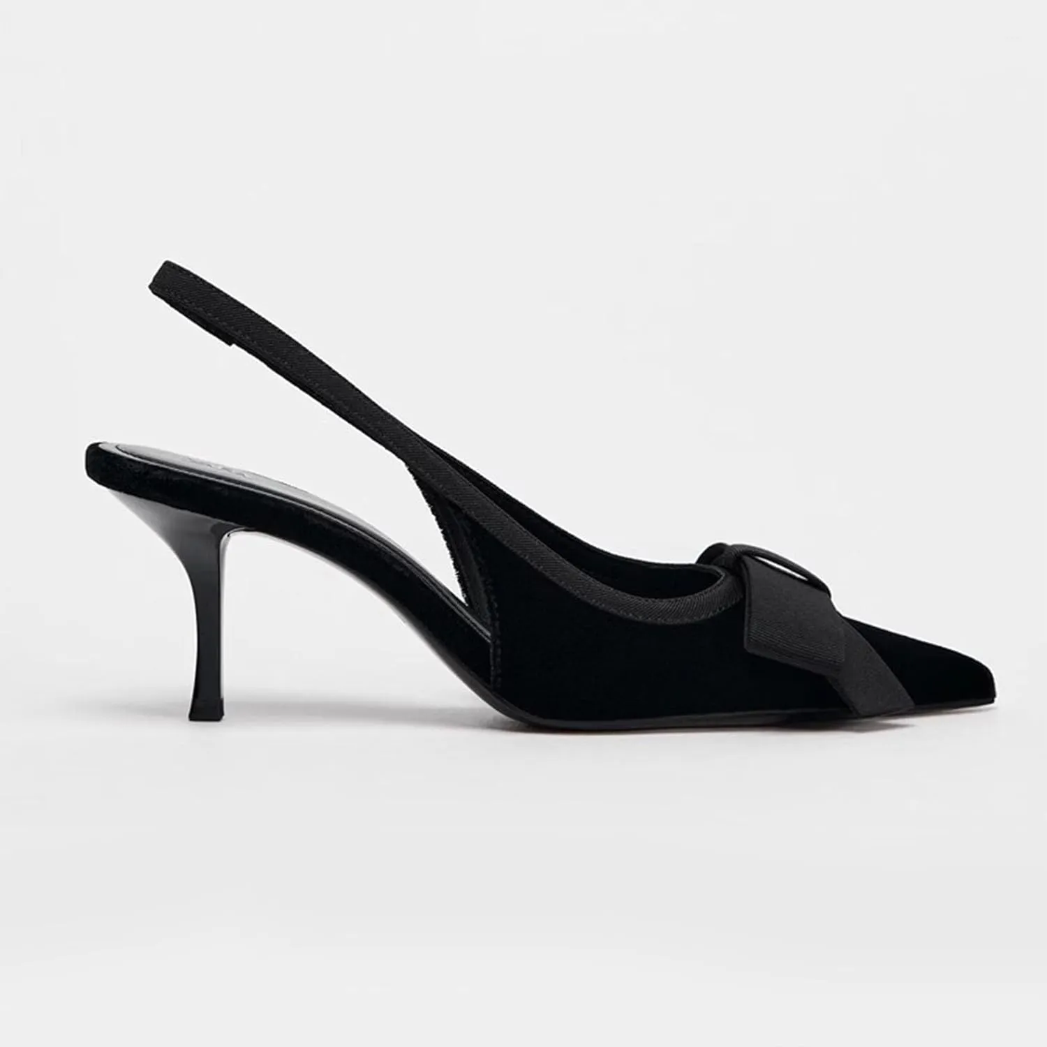KOKOMOMO Womens Pointed Toe Slingback Heels Patent Leather Pumps Bow Heels