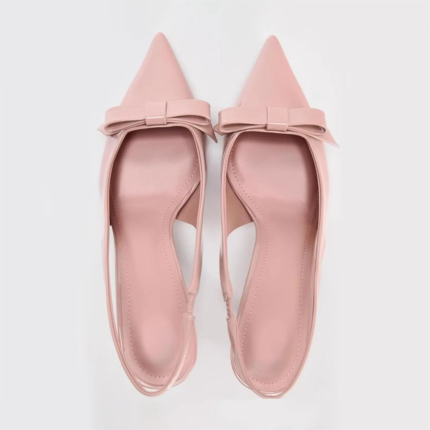 KOKOMOMO Womens Pointed Toe Slingback Heels Patent Leather Pumps Bow Heels