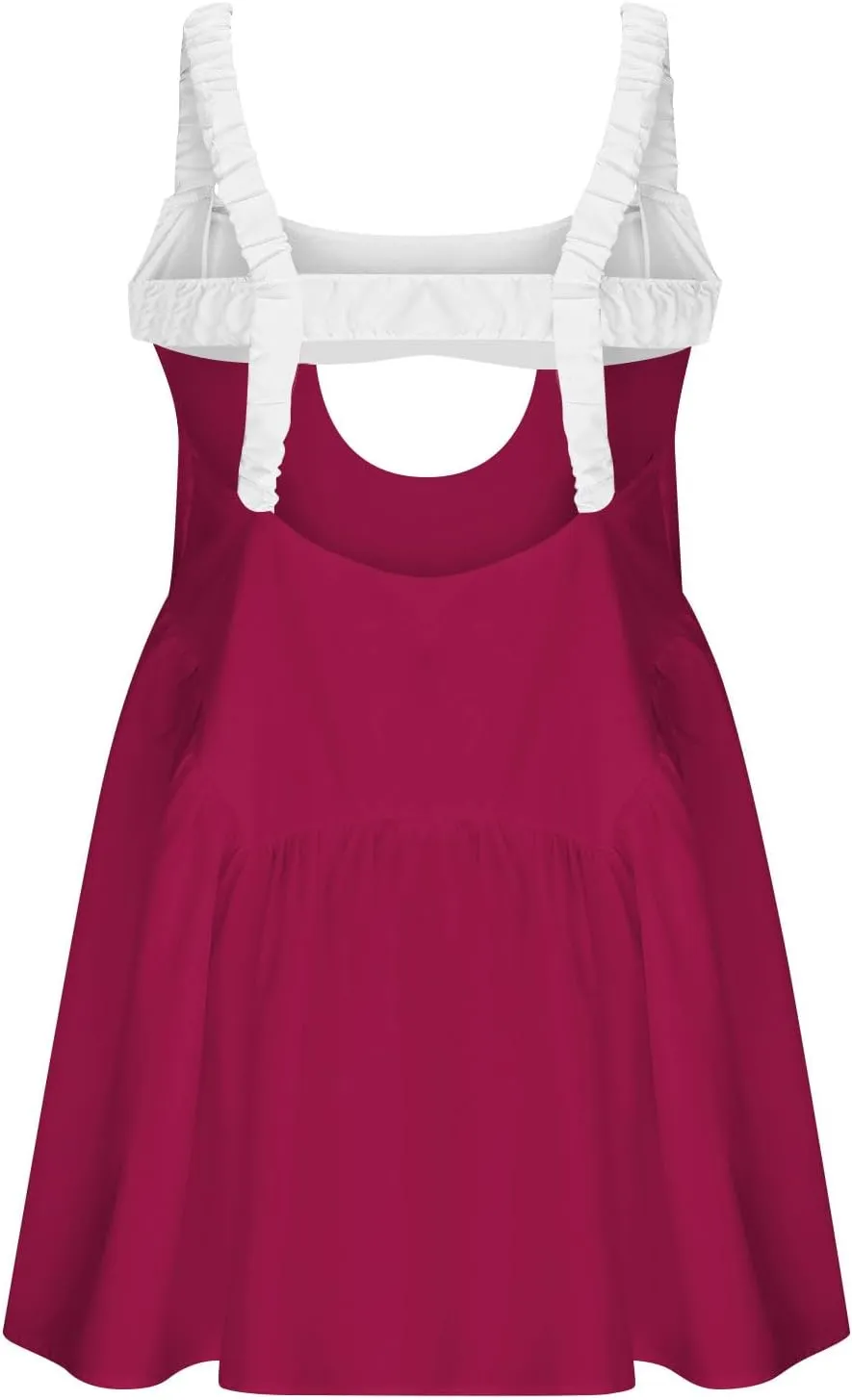 Lastesso Summer Dresses for Women 2024 Trendy Elastic Cutout Sleeveless Sundresses Lightweight Ruffle Hem Flowy Mini Dresses