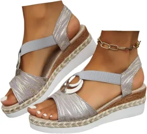 Lausiuoe Platform Sandals Women Dressy Wedge Sandals Open Toe Ankle Strap Casual Summer Espadrilles Strappy Dress Shoes 2025