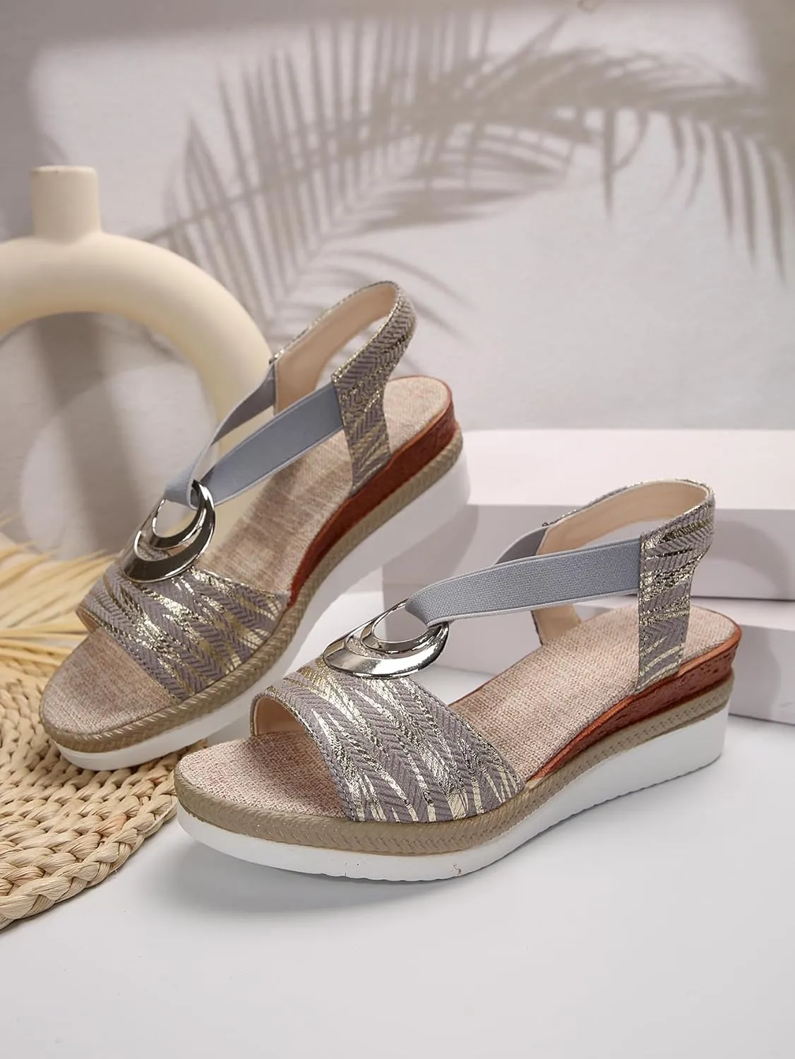 Lausiuoe Platform Sandals Women Dressy Wedge Sandals Open Toe Ankle Strap Casual Summer Espadrilles Strappy Dress Shoes 2025