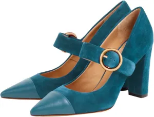 LEHOOR Women Chunky High Heel Mary Jane Pumps Pointed Toe Ankle Strap Dress Pumps Cap Toe Mary Jane Block Heels 3 inch 4-11 M US