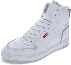 Levi's Women's Drive Hi Sneaker, White/Silver, 8