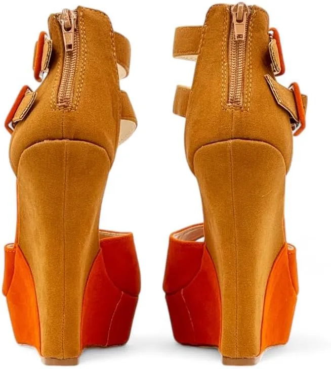 Liliana Women's Wedge High Heels Platform Sandals With Ankle Strap Wedge sandals