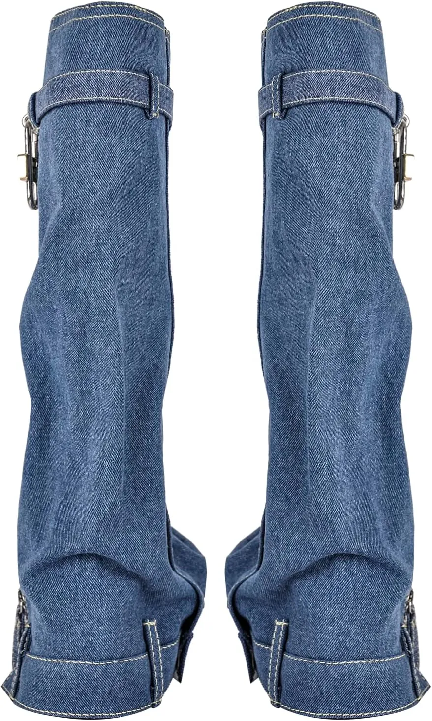 LISHAN Women's Platform 3.5in Heel Knee High Shark Boots with Padlock