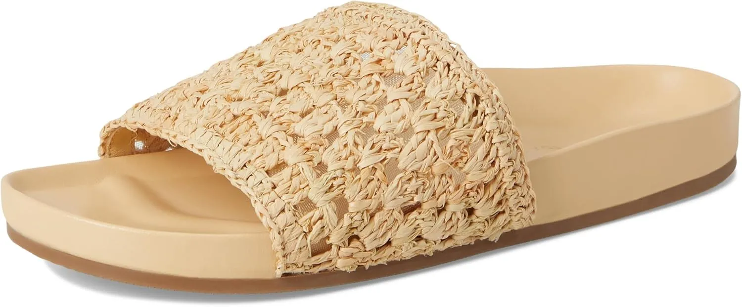 Loeffler Randall Women's Henri Crochet Raffia Band Footbed Sandals Slide
