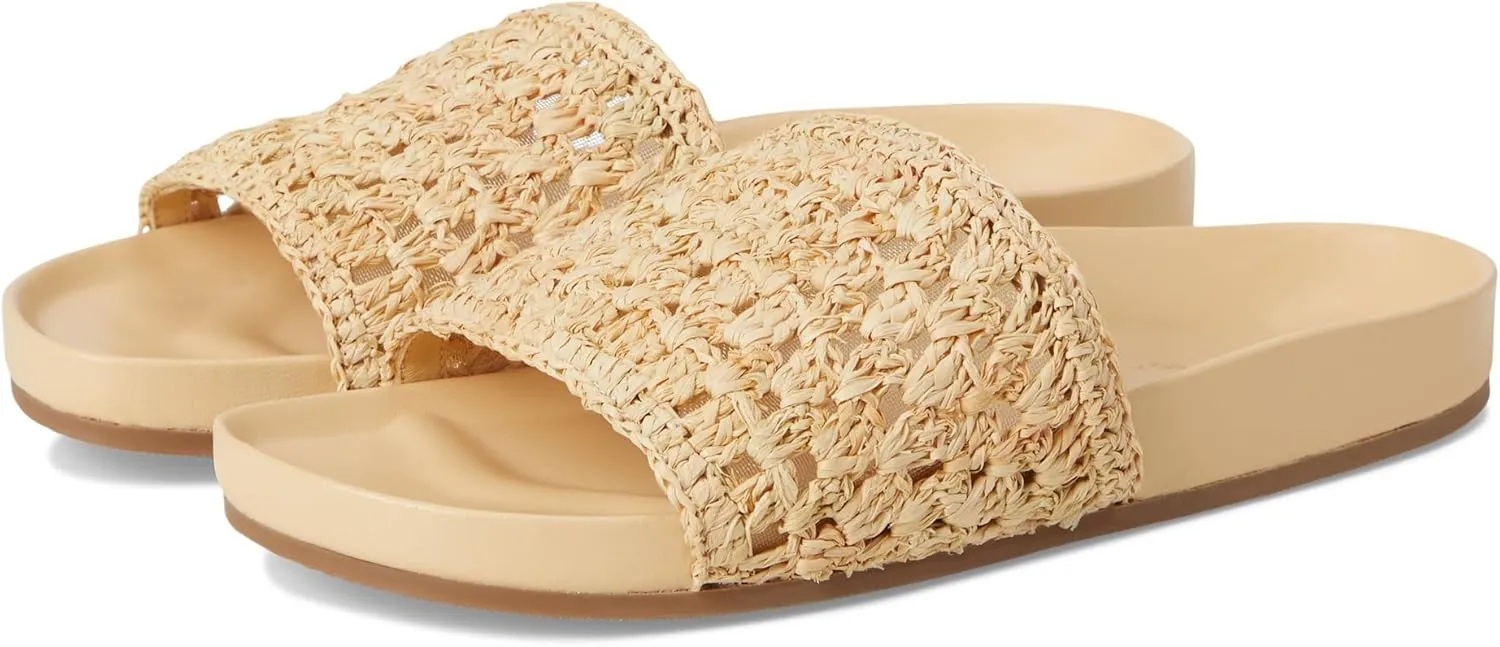 Loeffler Randall Women's Henri Crochet Raffia Band Footbed Sandals Slide