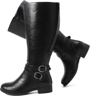 Luoika Women's Extra Wide Calf Knee High Boots, Wide Width Plus Size Knee-High Boots Low Heel Fashion Winter Boots.
