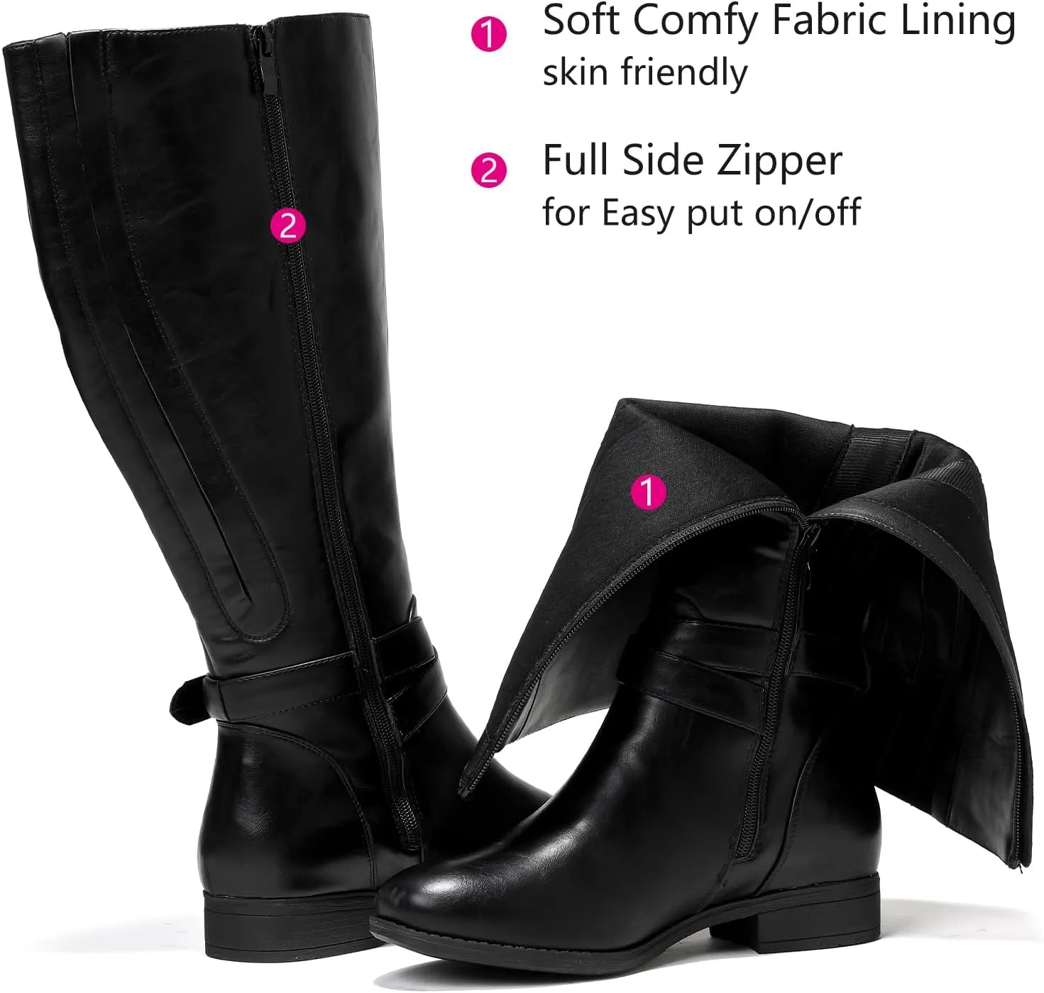 Luoika Women's Extra Wide Calf Knee High Boots, Wide Width Plus Size Knee-High Boots Low Heel Fashion Winter Boots.