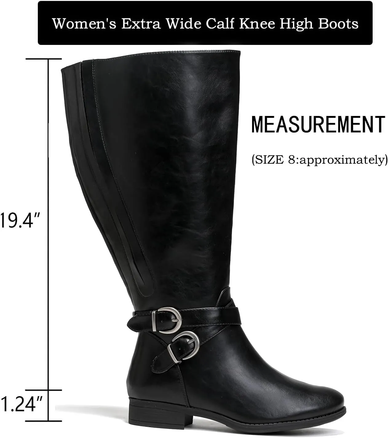 Luoika Women's Extra Wide Calf Knee High Boots, Wide Width Plus Size Knee-High Boots Low Heel Fashion Winter Boots.