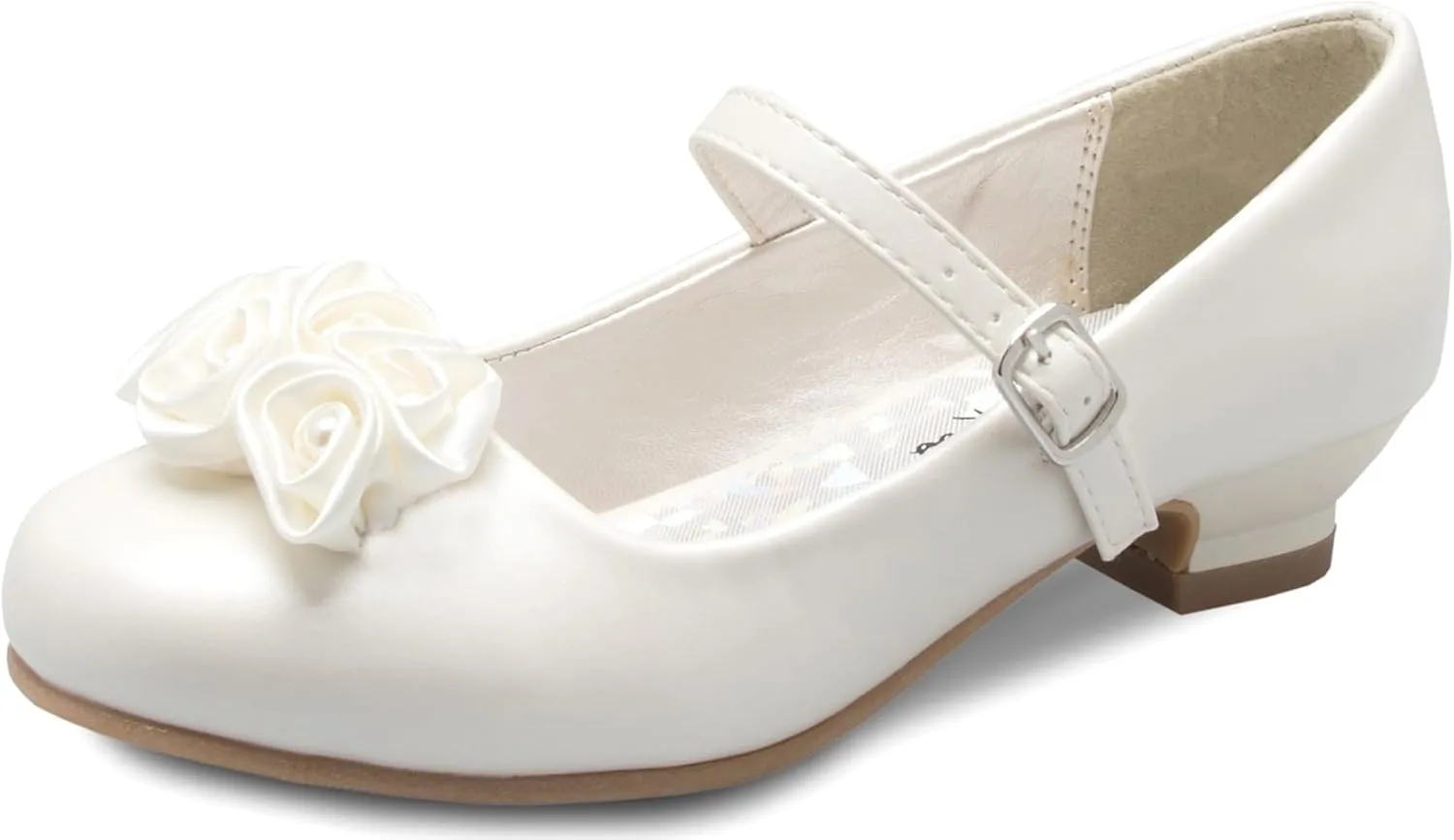 Mary Jane Shoes with Pretty Satin Rolled Rosettes Patent Leather